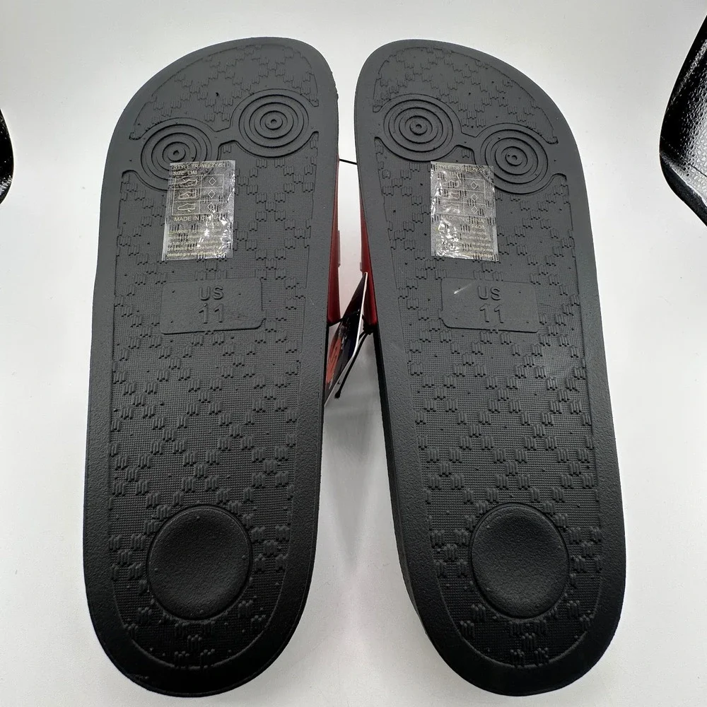 True Religion TR Weezy Slides Mens‎ Size 11 Red White Black Slip On Sandals NWT
